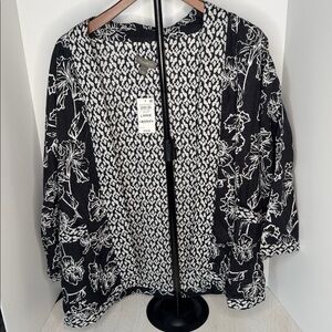 Style & Co. Black and White Floral Blazer